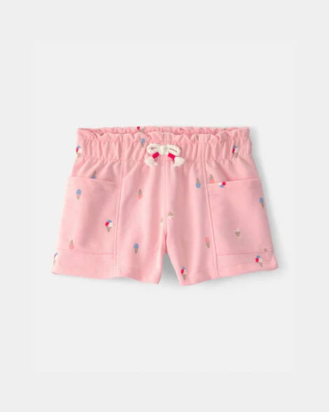 Ice Cream French Terry Shorts - Pink