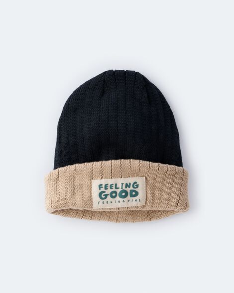 Gorro reversible "Feeling Good" - Negro/Bronceado