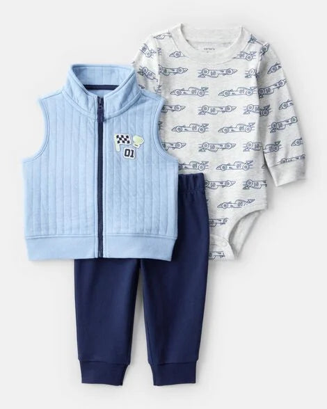 Traje Chaleco Celeste