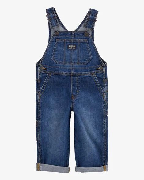 Stretch Denim Overalls - Dark Wash