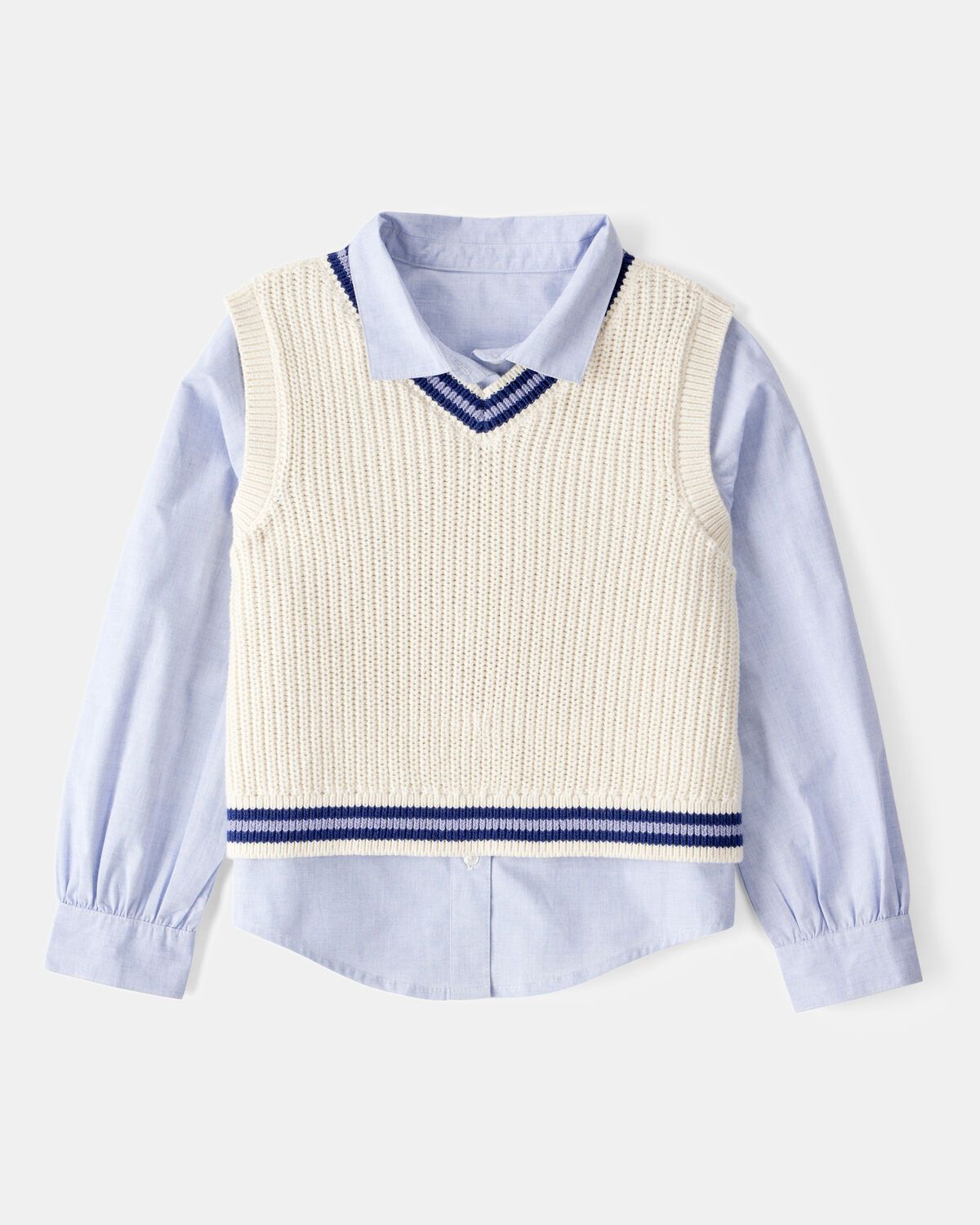 Camisa botones y Cheleco en Lana