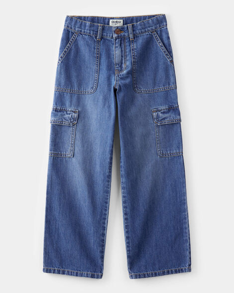 Cargo Denim Jeans - Blue Wash