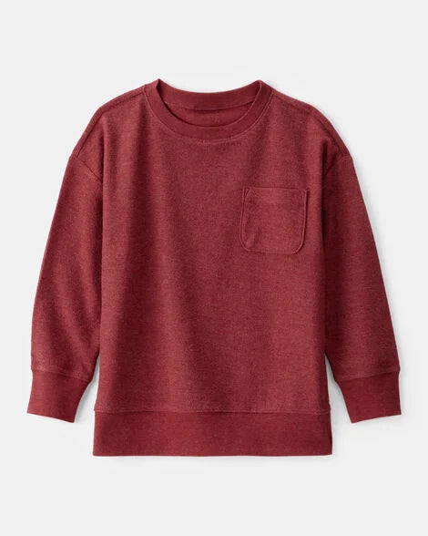 Terry Pullover Sweatshirt - Burgundy