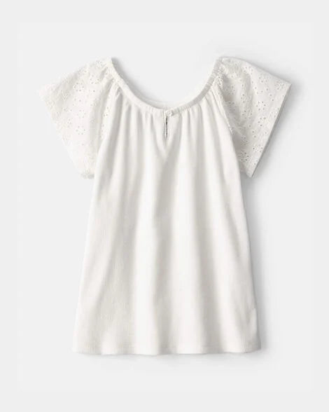 Eyelet Top - White