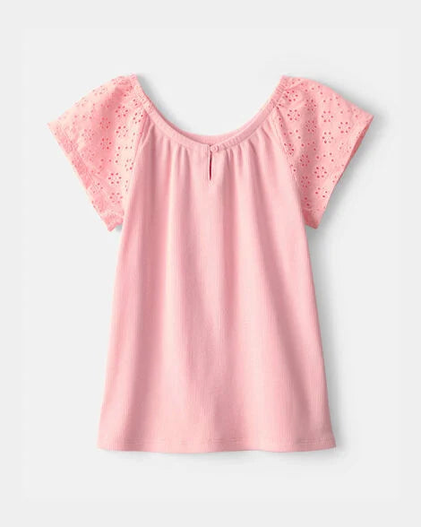 Eyelet Top - Pink