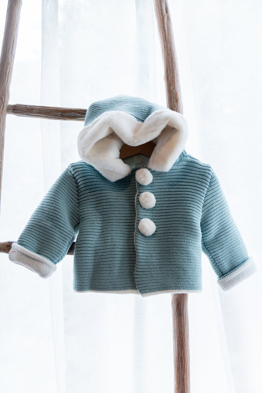 Abrigo Botones Pompón Verde